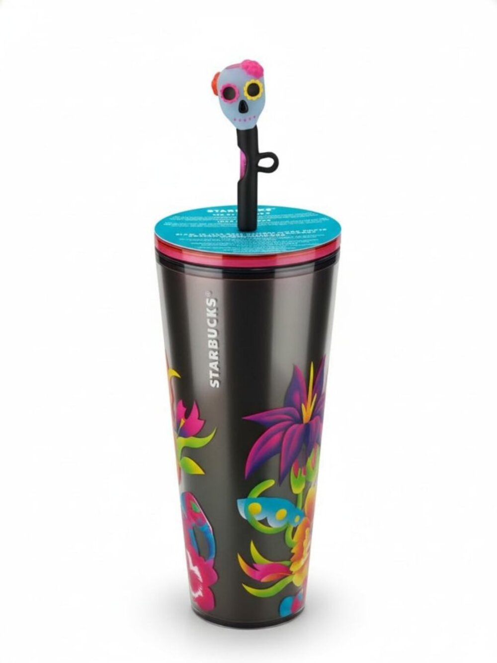Limited Edition Holographic Tumbler with Glow-in-the-Dark Skull Straw 24oz